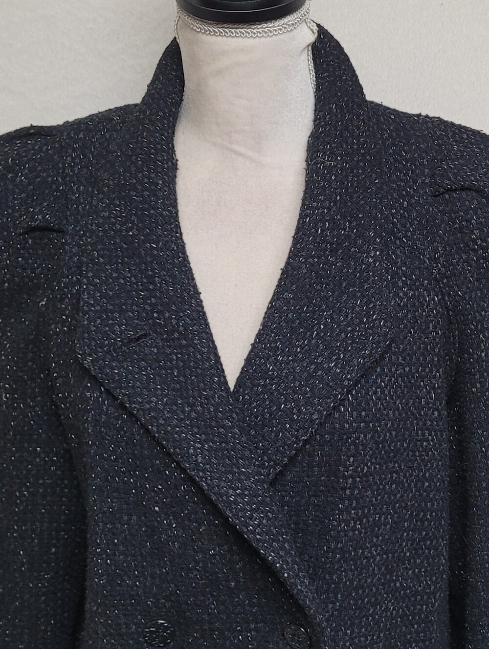 70s Vintage Weatherwise by Micki Black White Speckled Wool Tweed Overcoat 16 - Picture 3 of 14